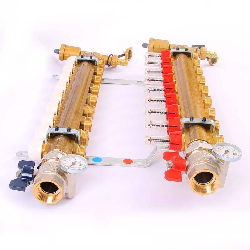 Коллекторная группа с термостатическими вентилями и расходомерами Tiemme 1x3/4 EK 9 выходов 3870009