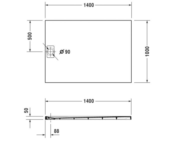 Душевой поддон Duravit Stonetto 1400x1000x50 мм белый 720170380000000