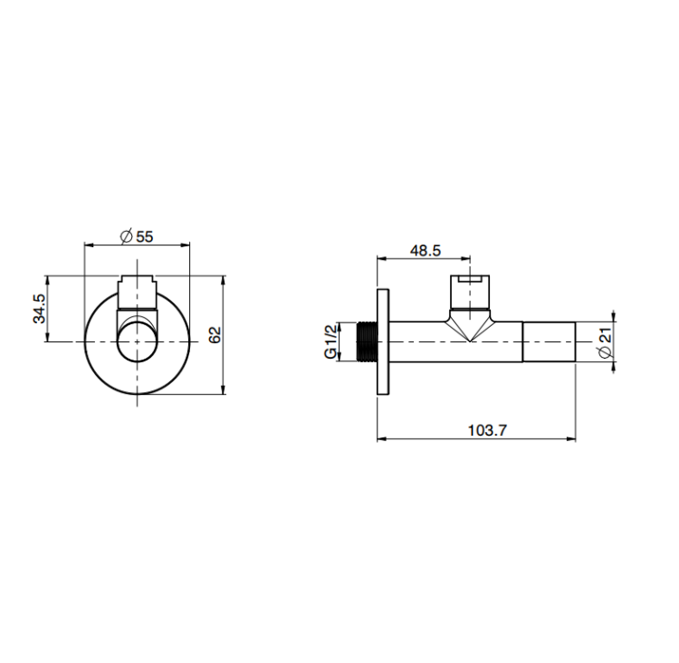 Вентиль Fima Carlo Frattini Spillo Steel 1/2 x 1/2 нержавеющая сталь F197INOX