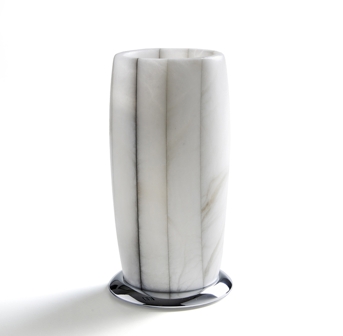 Стакан настольный 3SC Rigato 80х150 мм алебастр никель сатинированный полированный AL03NK