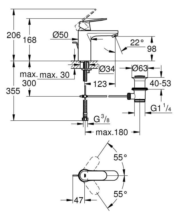 Смеситель для раковины Grohe Eurosmart Cosmopolitan M-Size с донным клапаном цвет хром 23325000