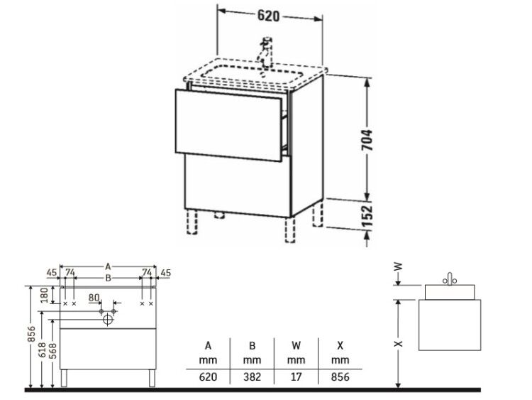 Тумба под раковину Duravit L-Cube 620x481x856 мм напольная белый глянцевый лак LC662508585