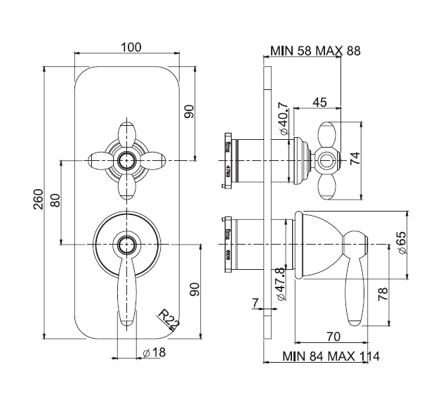 Смеситель для душа Fima Carlo Frattini Olivia встраиваемый на 2/3 потребителя хром F5009X6CR