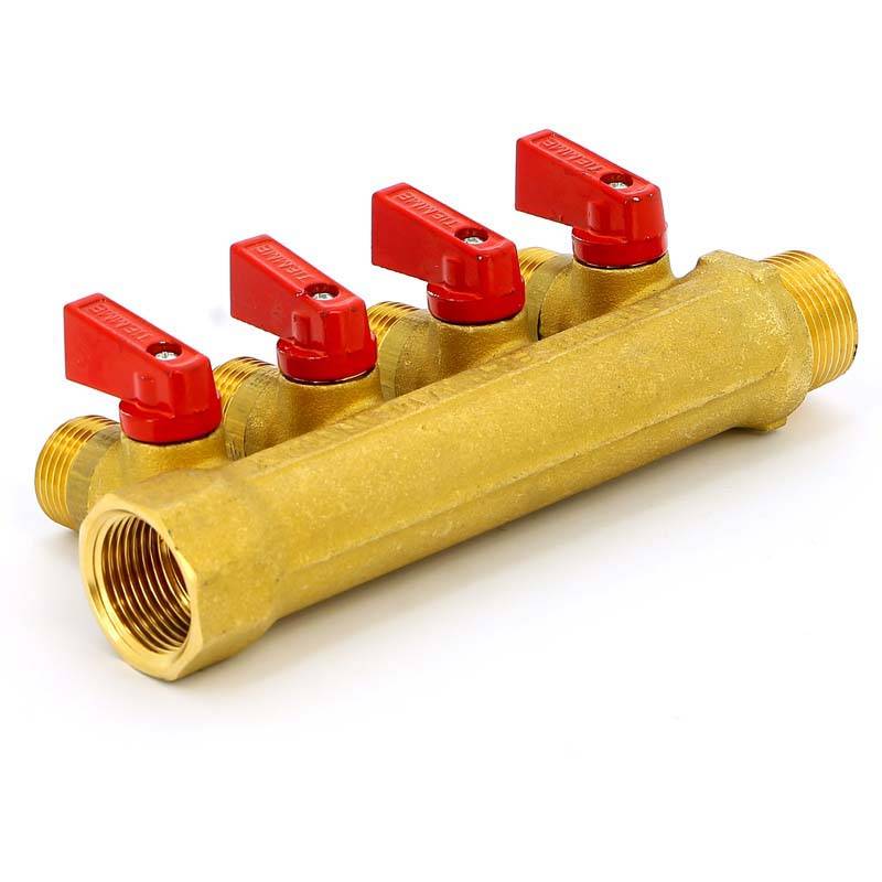 Коллектор с отсечными кранами Tiemme 1820 3/4х1/2 4 выхода 36 мм 1820020