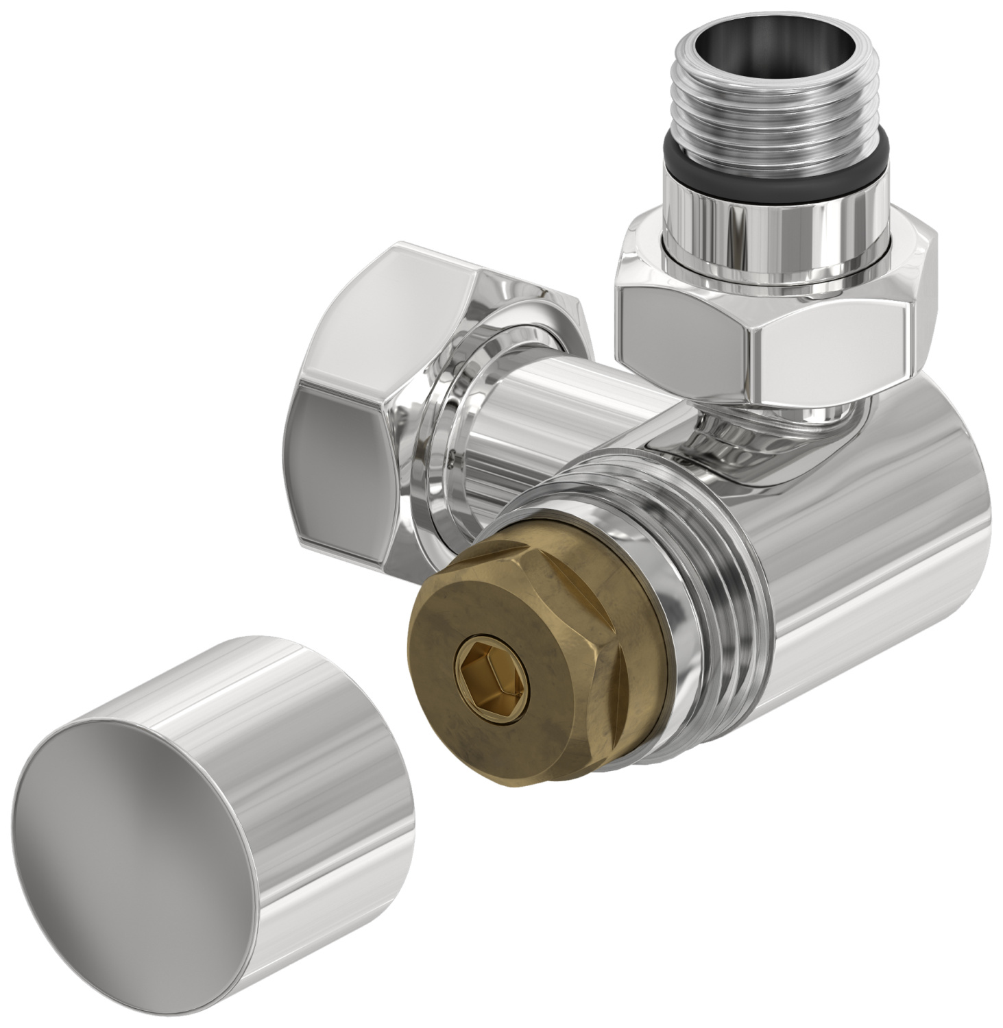 Вентиль регулирующий Сунержа 3D правый шестигранник G 1/2 x G 3/4 без покрытия 00-1407-1234