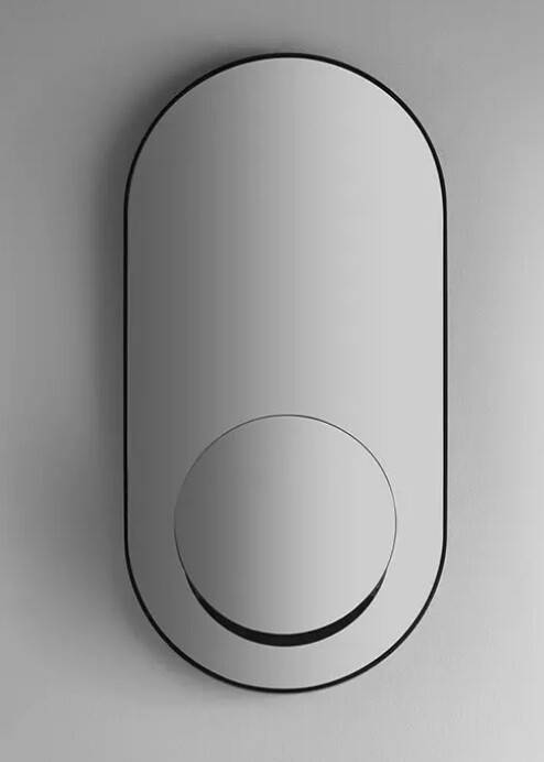 Зеркало овальное Globo OPI с полочкой 900x450 мм черная рама OP005MAR