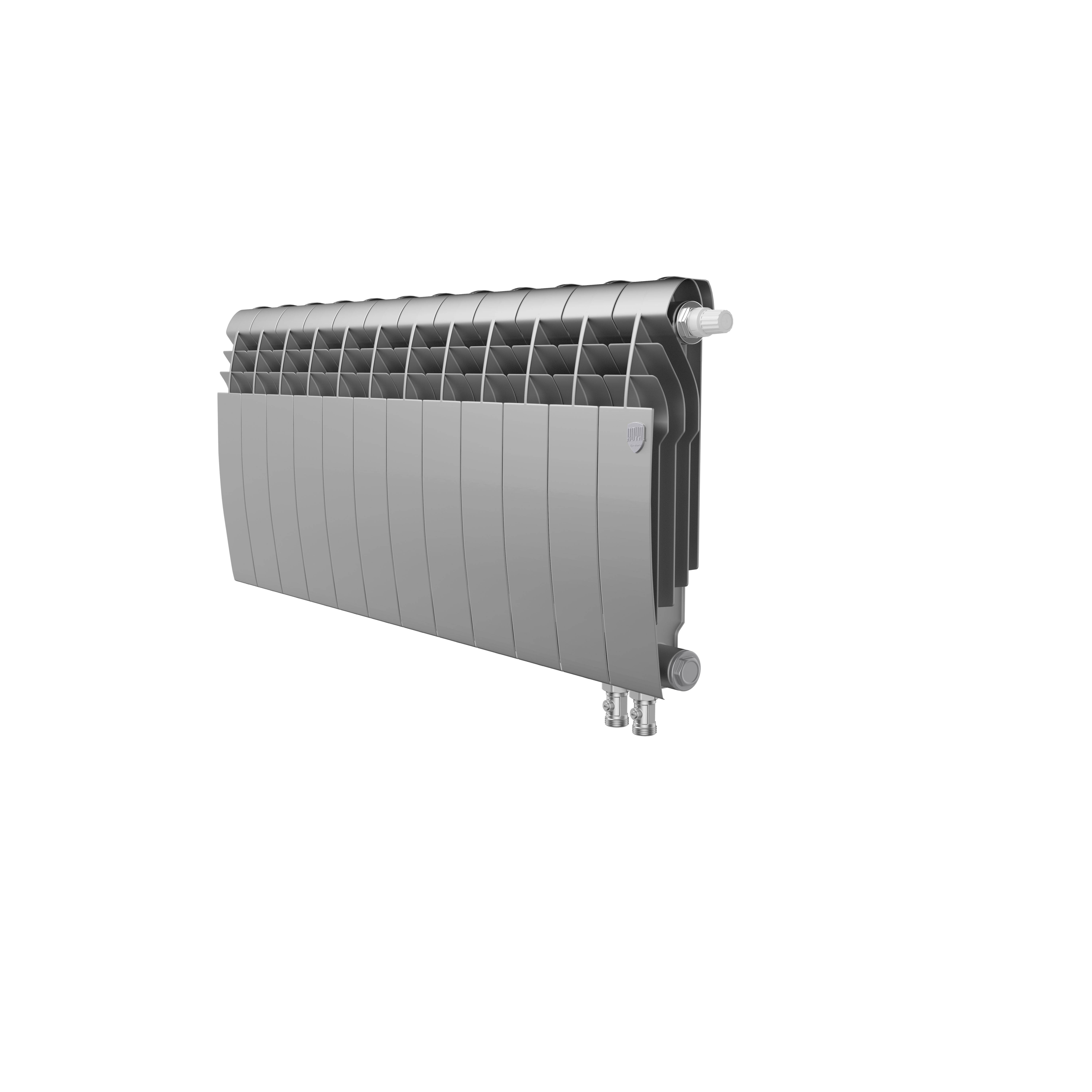 Радиатор биметаллический Royal Thermo BiLiner 350 Silver Satin VR 12 секций нижнее подключение НС-1196737