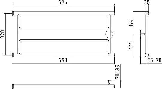 Полотенцесушитель водяной Стилье Минор 0600 348x800 мм 00600-3280