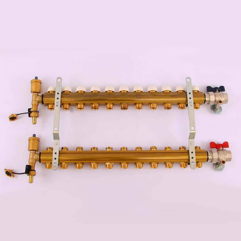 Коллекторная группа Tiemme 1x3/4 EK 11 выходов с кронштейнами и вентилями 3870067