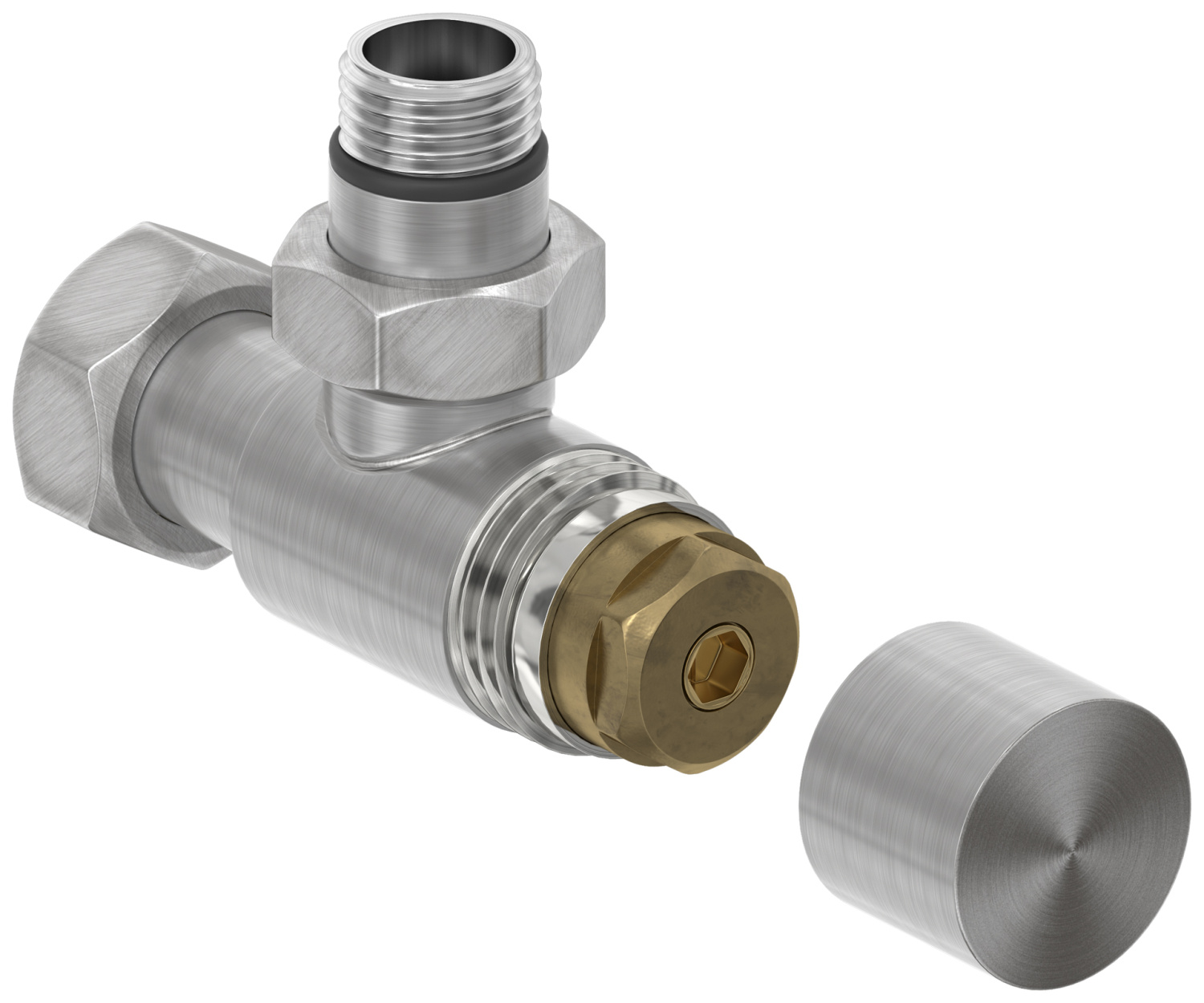 Вентиль регулирующий угловой Сунержа под шестигранник G 1/2 x G 3/4 сатин брашированный 071-1404-1234