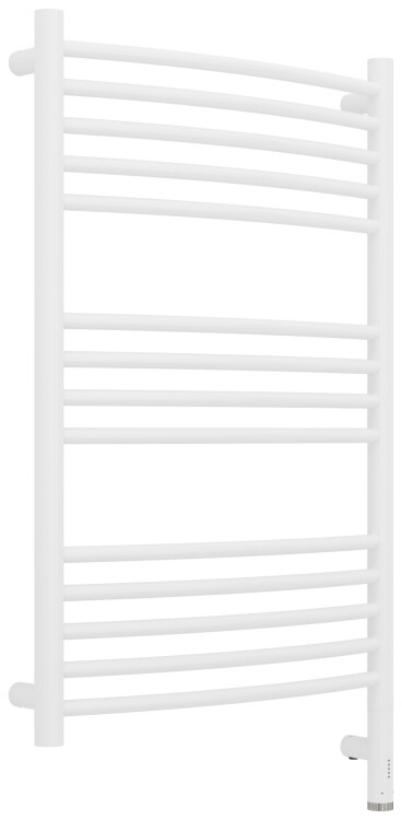 Полотенцесушитель электрический Сунержа Богема 3.1 выгнутая 800x500 мм МЭМ нижнее правое подключение белый матовый 3060038050