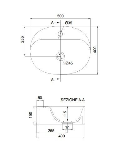 Раковина накладная Scarabeo Skinny 500x400x150 мм с 1 отверстием для смесителя, цвет Lime, 540239
