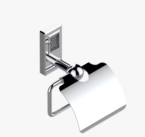 Бумагодержатель THG Metropolis Clear crystal with lever с крышкой, цвет никель A2BB01538AC