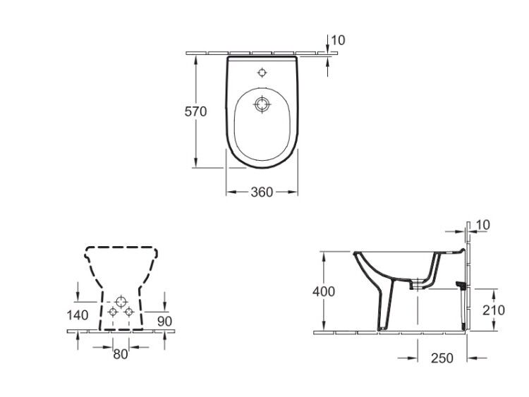 Биде Villeroy & Boch O.novo напольное 360x560 мм CeramicPlus цвет альпийский белый 546100R1.