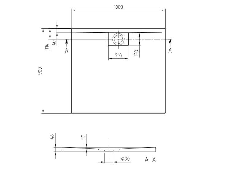 Душевой поддон Villeroy & Boch Architectura Metalrim 1000x900x48 мм белый UDA1090ARA248V01