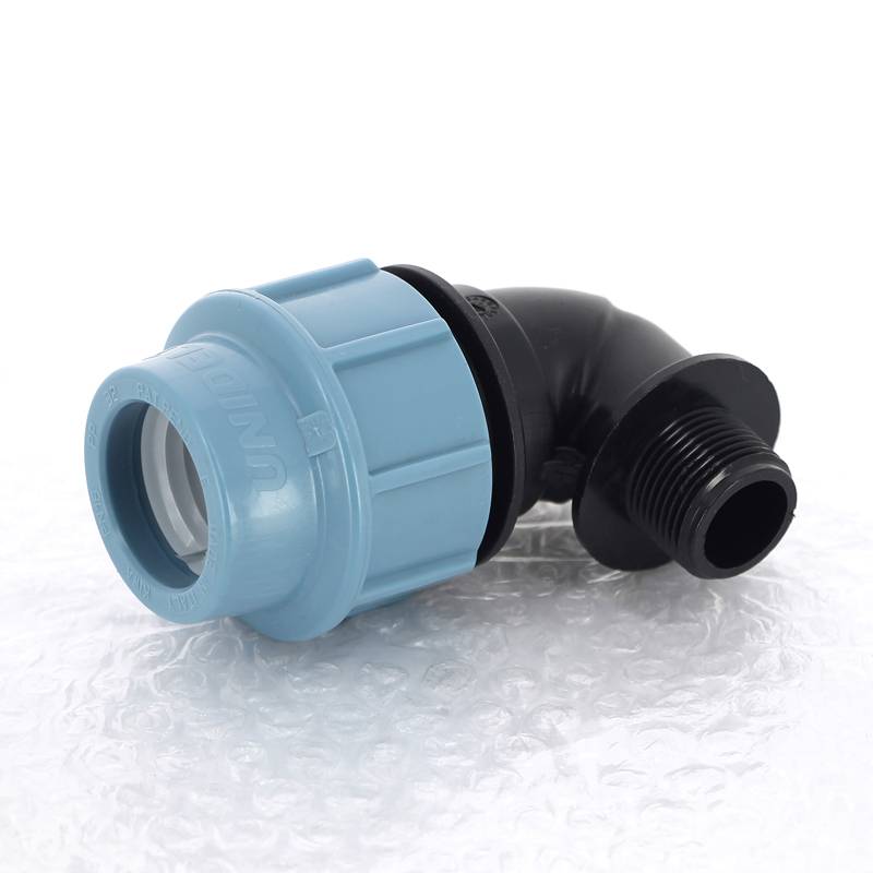 Угольник обжимной для труб ПНД Unidelta Deltone 32х3/4 наружная резьба 1008032003