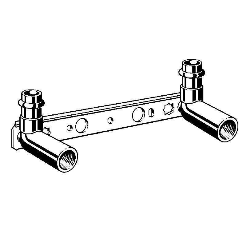 Водорозетка пресс двойная на рельефной планке Viega Sanpress 15х1/2 ВР межосевое расстояние 150 мм 124502