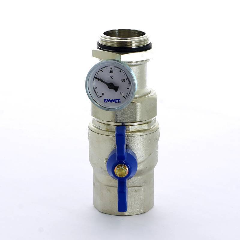 Комплект шаровых кранов Emmeti Progress 1 1/4 НВ с термометром 2 шт 01306132
