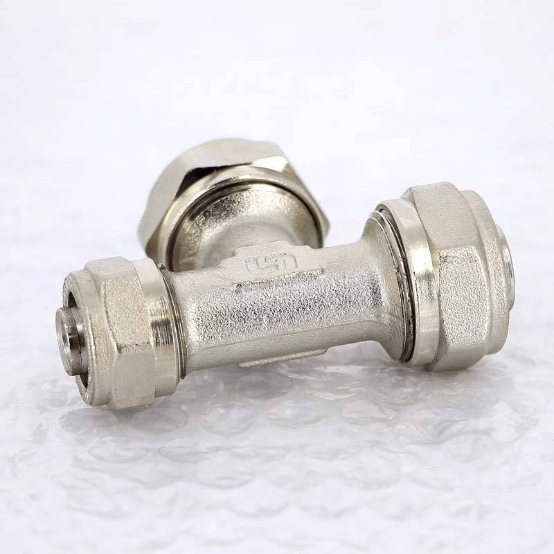 Тройник обжимной никелированный Uni-Fitt 20х16х20 мм 666N7670