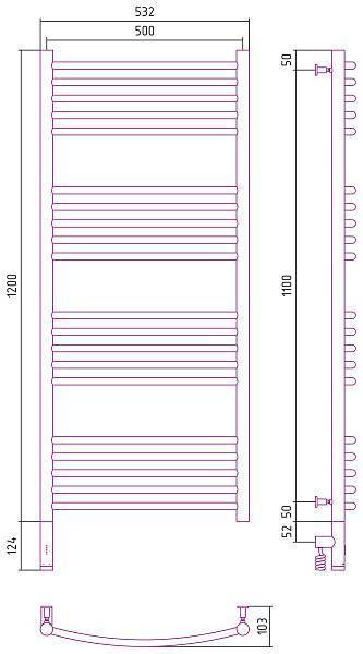 Полотенцесушитель электрический Сунержа Богема 3.0 500x1200 мм левый состаренная латунь 051-5802-1250