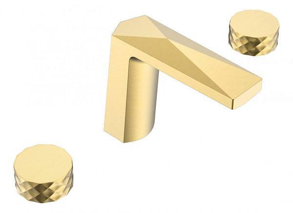 Смеситель для раковины Boheme Venturo врезной на 3 отверстия Diamond золото глянцевое 150-G-DIAMOND