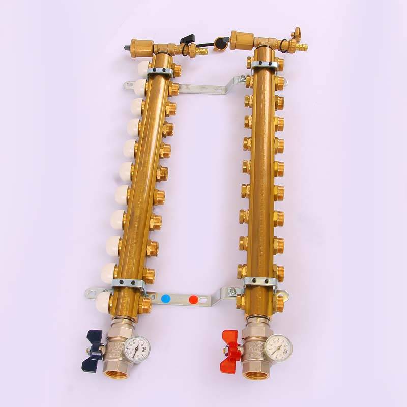 Коллекторная группа Tiemme 1x3/4 EK 11 выходов с кронштейнами и вентилями 3870067