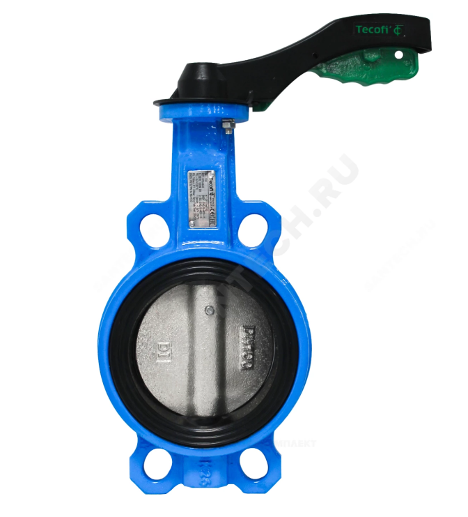 Затвор дисковый поворотный TECOFI Tecfly DN 150 PN 16 межфланцевый с ручкой VPG4448-02EP0150