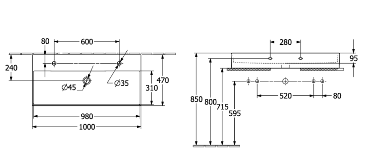 Раковина Villeroy & Boch Memento 2.0 1000x470 мм альпийский белый 4A221L01