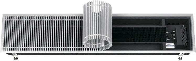 Внутрипольный конвектор Varmann Ntherm 370x200x2800 мм 3889 Вт с естественной конвекцией роликовая решетка алюминий N370.200.2800.RR.U.EV1