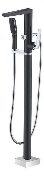 Смеситель напольный для ванны с душем Boheme Venturo черный матовый/хром матовый 379-B