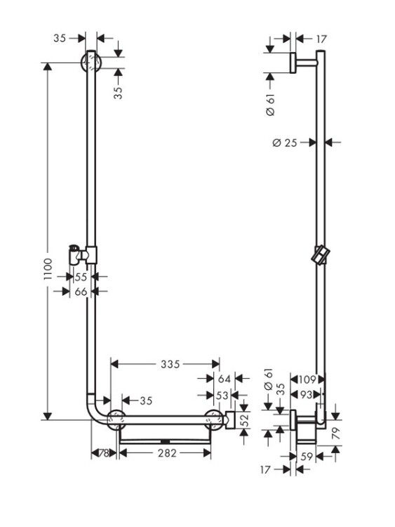 Штанга для душа Hansgrohe Unica Comfort 1100 мм левосторонняя белый/хром 26403400