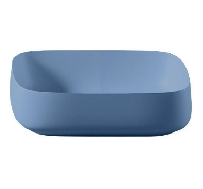 Раковина накладная Artceram Cognac Quadro 560x410x155 мм без отверстия Blue Avio COL0093800
