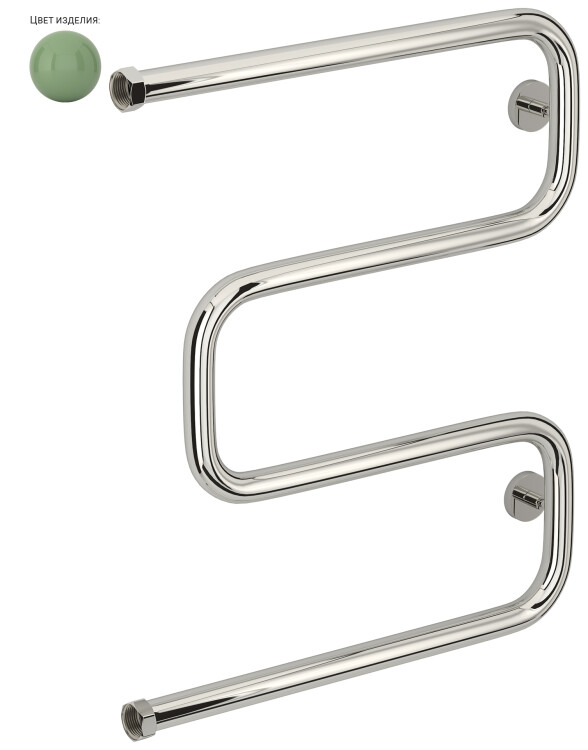 Полотенцесушитель водяной Сунержа Ш-образный 628x530 мм бледно-зелёный RAL 6021 6021-00-1460-50