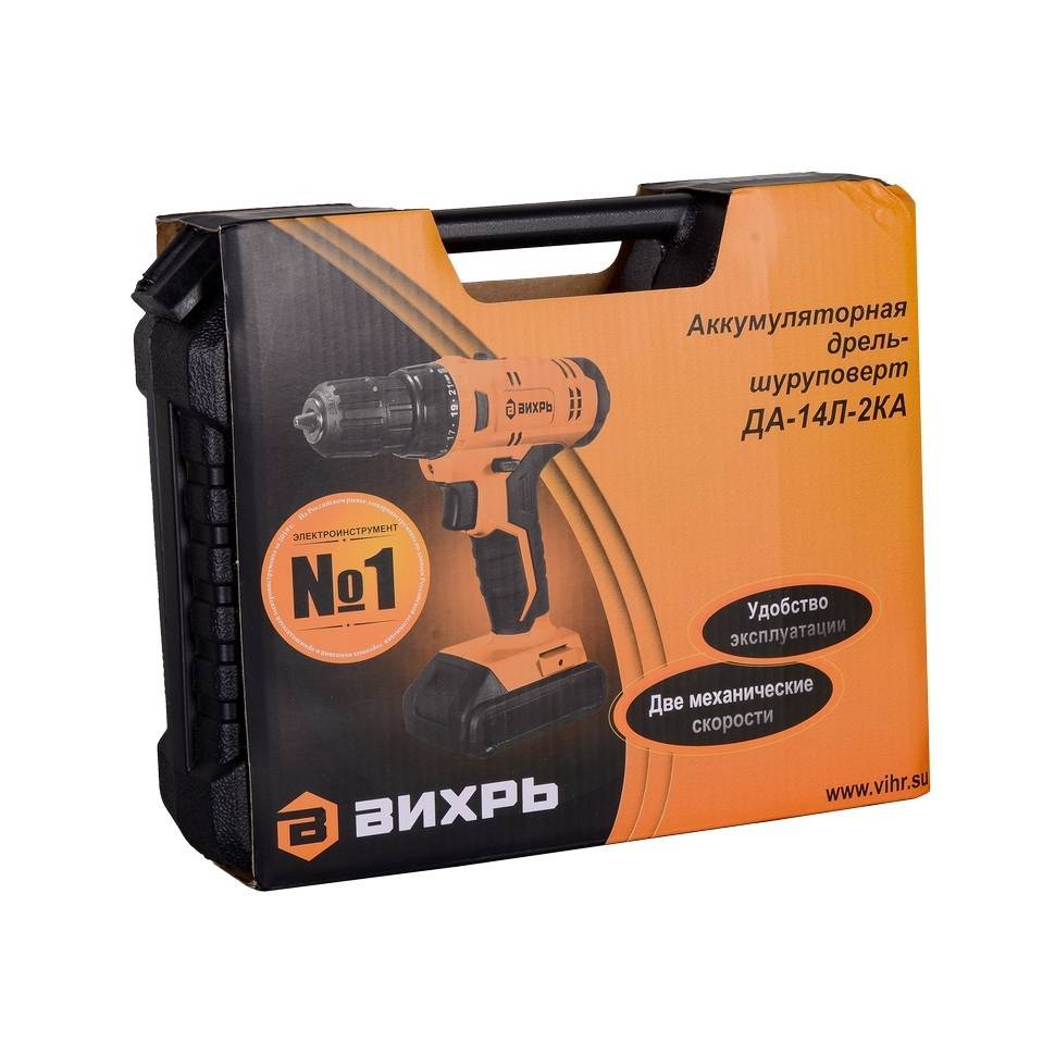 Аккумуляторная дрель-шуруповерт Вихрь ДА-14Л-2КА 14.4 В 1.5 Ач 2 АКБ кейс ДА-14Л-2КА