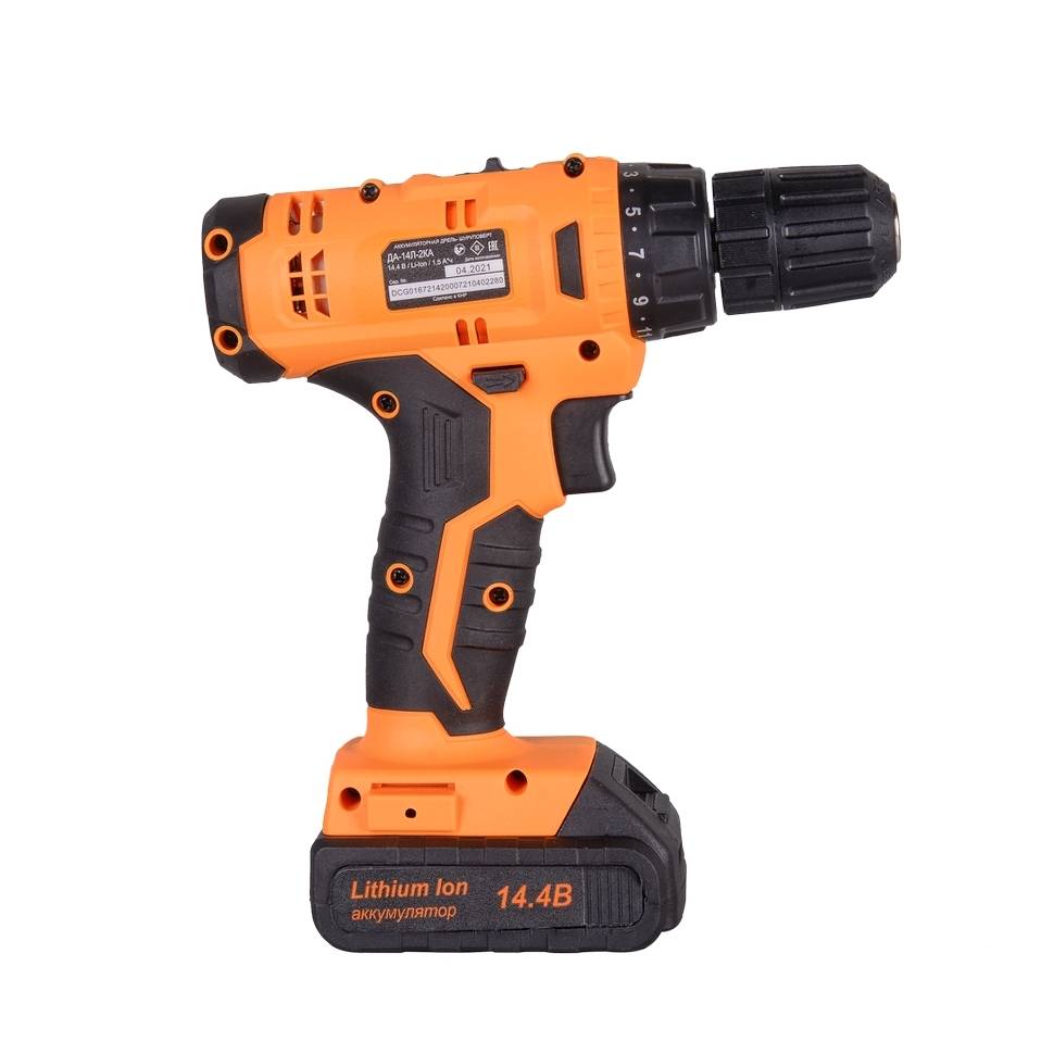 Аккумуляторная дрель-шуруповерт Вихрь ДА-14Л-2КА 14.4 В 1.5 Ач 2 АКБ кейс ДА-14Л-2КА