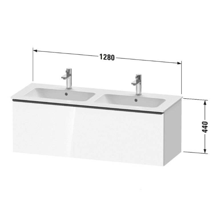 Тумба под раковину Duravit D-Neo 1280x462x440 мм подвесная цвет белый DE4265010220000