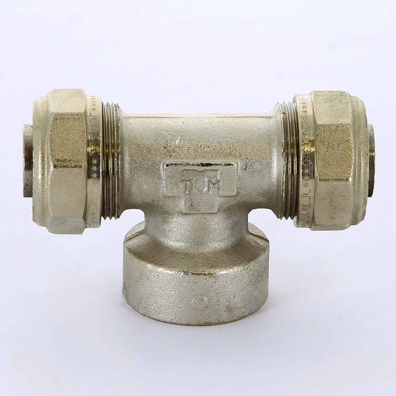 Тройник обжимной Tiemme никелированный 26х1х26 ВР 1600079