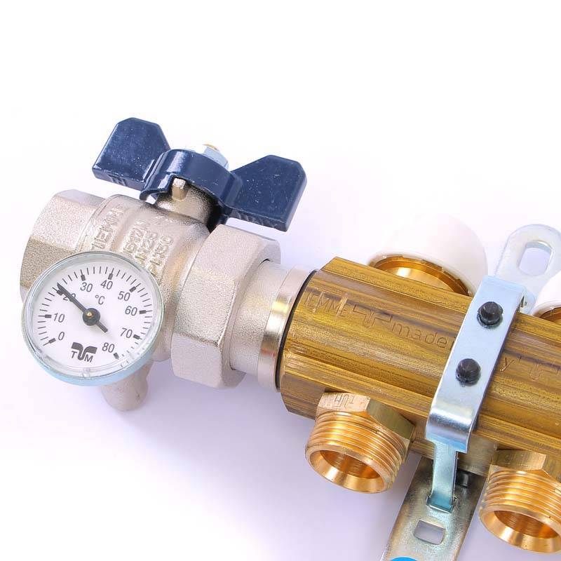 Коллекторная группа с термостатическими вентилями и расходомерами Tiemme 1x3/4 EK 9 выходов 3870009