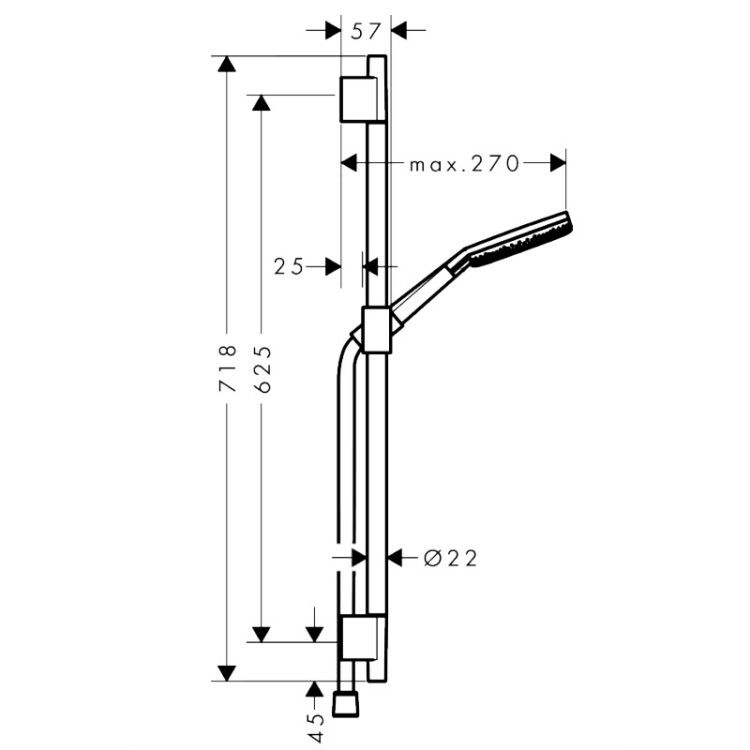 Душевой гарнитур Hansgrohe Raindance Alive Select S 125 штанга 669 мм белый матовый 24602700