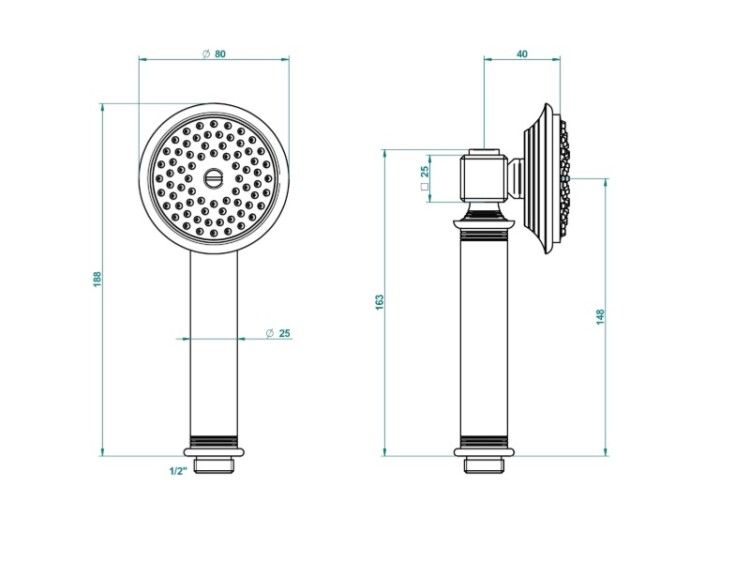 Ручной душ THG West Coast With Metal Lever Handle 80 мм никель U9BB0166