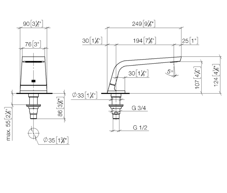 Излив Dornbracht CL.1 на борт ванны 200 мм шампанское 13612705-47