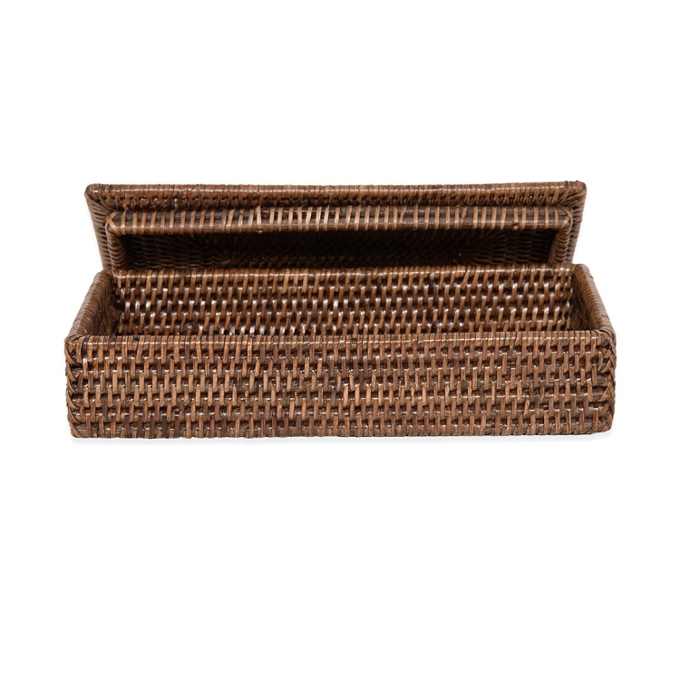 Контейнер универсальный Decor Walther Basket с крышкой 300х160х60 мм ротанг темный 0941592