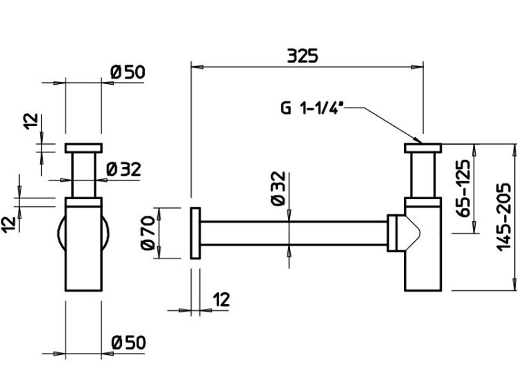 Сифон Gessi Technical Accessories 1 1/4 для раковины округлый цвет Antique Brass 01377713