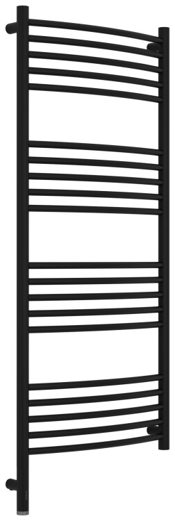 Полотенцесушитель электрический Сунержа Богема 3.1 выгнутая 500x1200 мм МЭМ нижнее слева чёрный матовый 31-6002-1250