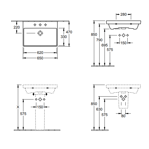 Раковина Villeroy & Boch Avento 650x470 мм на тумбу альпийский белый CeramicPlus 415865R1