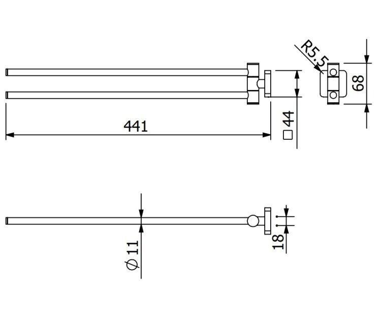 Полотенцедержатель двойной KLUDI VELA S 441 мм хром 2597705