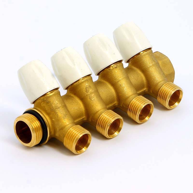 Коллектор с вентилями Tiemme 3/4х1/2 4 выхода 36 мм 1860027