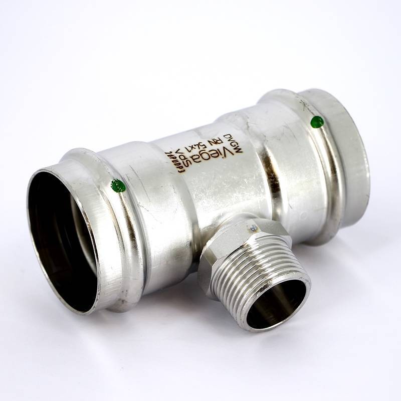 Тройник пресс-НР нержавеющая сталь Viega Sanpress Inox 54х1х54 мм 446031