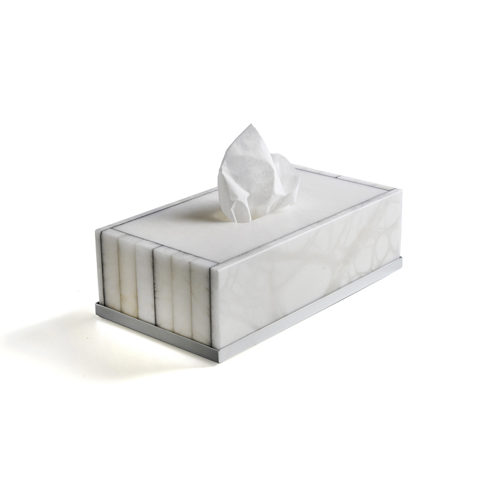 Контейнер для бумажных салфеток 3SC Rigato 230х125х70 мм алебастр/никель сатинированный полированный AL70NK