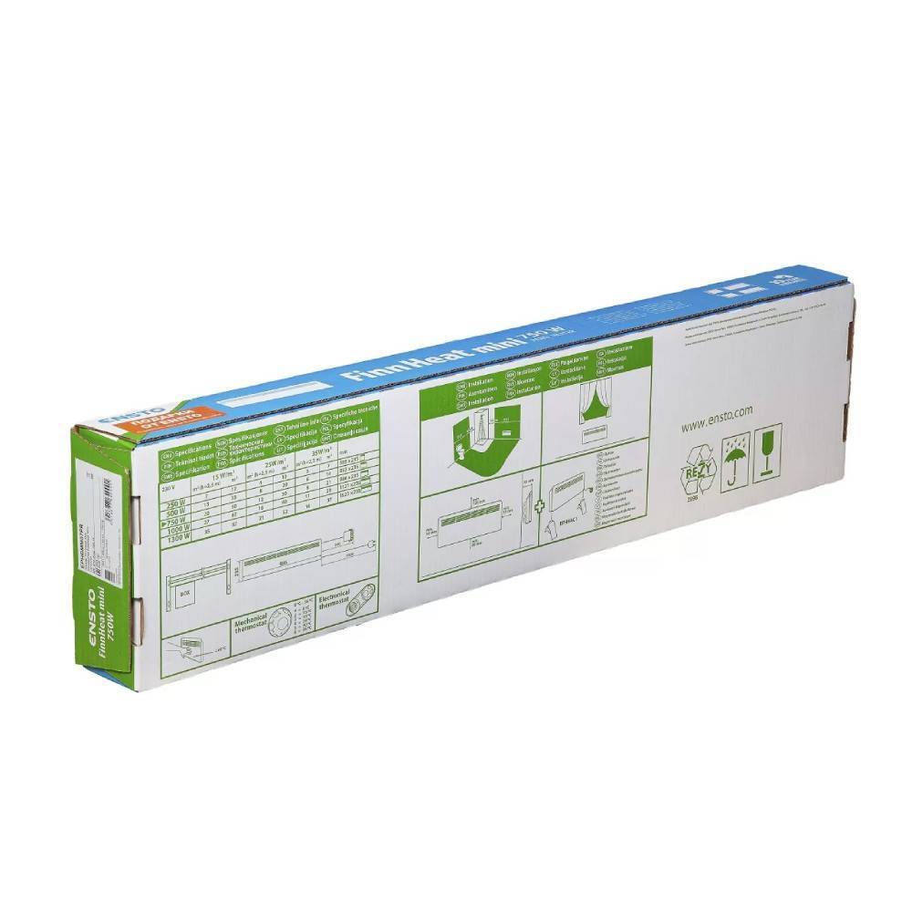 Конвектор электрический Ensto FinnHeat Mini 750 Вт механический термостат EPHBMM07PR